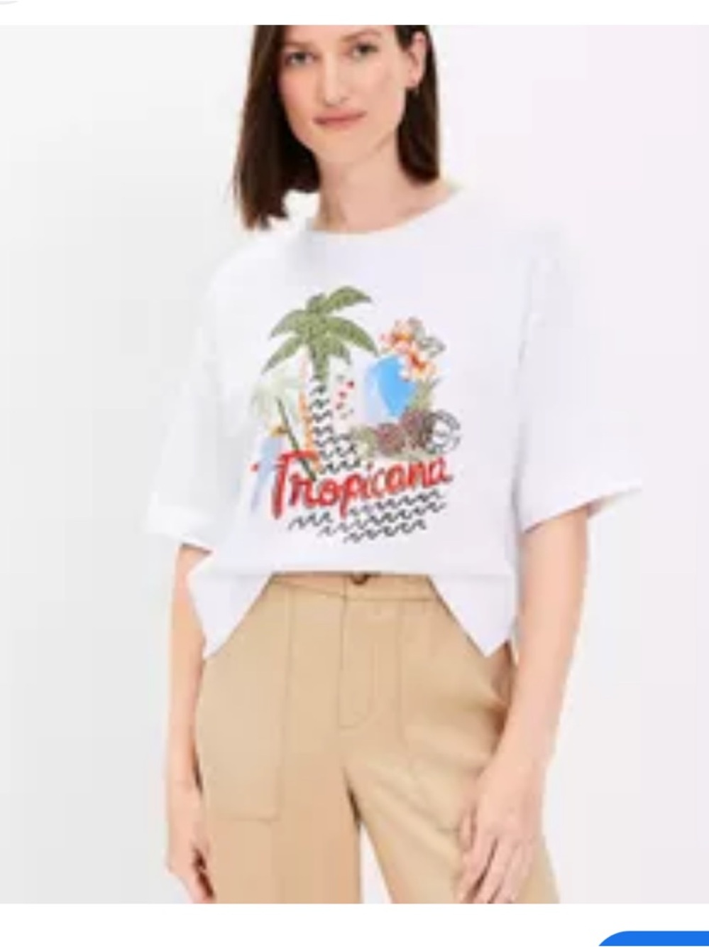 LOFT White Short-Sleeve Tropicana Graphic Tee | Size XL Summer